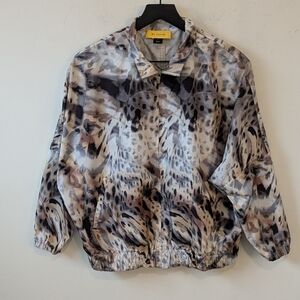 St. John Multicolor Animal Print Bomber Jacket